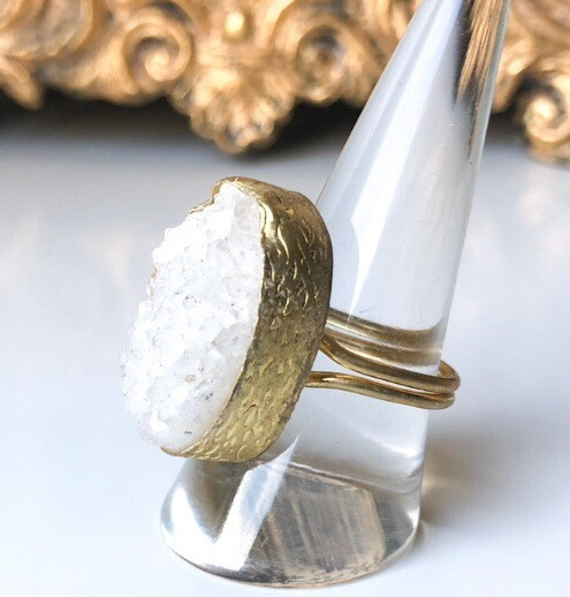 ANILLO CUARZO  BLANCO DRUZY - 2