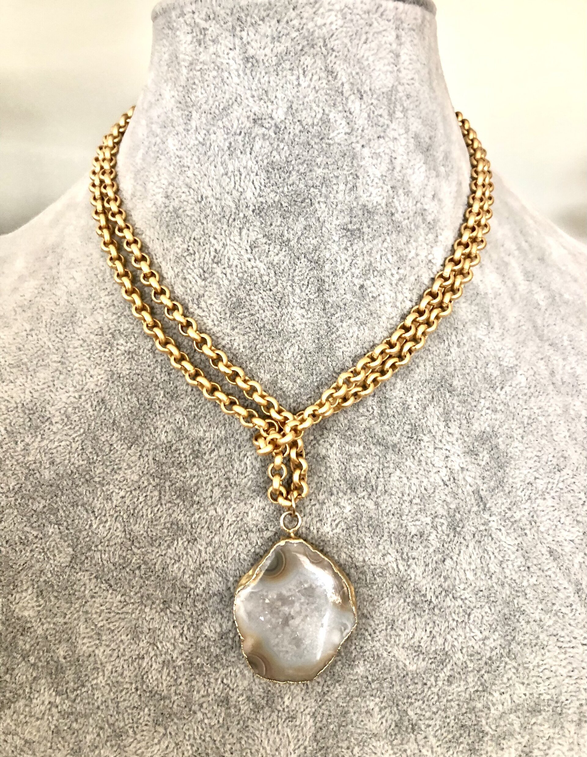 Collar Doble Posición Ágata Druzy cristal - 3