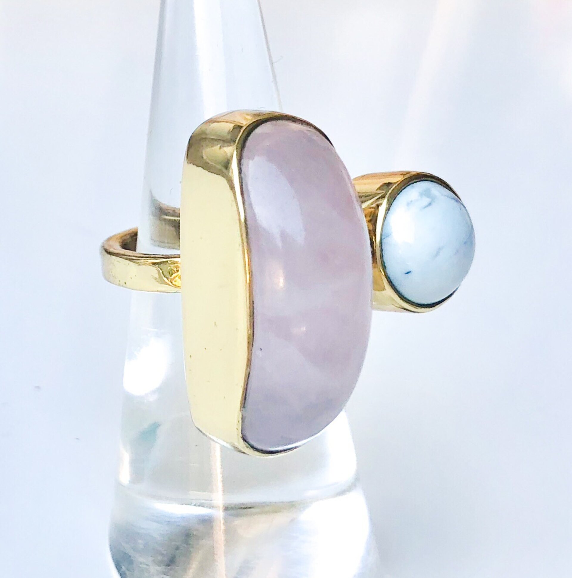 ANILLO LUX CUARZO ROSA Y HOWLITE - 3